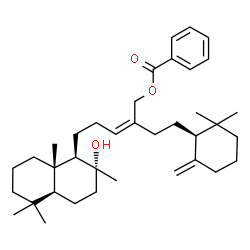 ChemSpider 2D Image | (2Z)-2-{2-[(1S)-2,2-Dimethyl-6-methylenecyclohexyl]ethyl}-5-[(1R,2R,4aS,8aS)-2-hydroxy-2,5,5,8a-tetramethyldecahydro-1-naphthalenyl]-2-penten-1-yl benzoate | C37H56O3