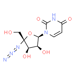 ChemSpider 2D Image | 1-[(2R,3S,4R,5R)-5-Azido-3,4-dihydroxy-5-(hydroxymethyl)tetrahydro-2-furanyl]-2,4(1H,3H)-pyrimidinedione | C9H11N5O6