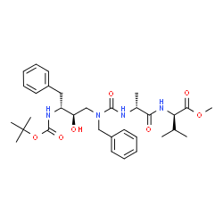 ChemSpider 2D Image | methyl N-(benzyl{(2R,3R)-3-[(tert-butoxycarbonyl)amino]-2-hydroxy-4-phenylbutyl}carbamoyl)-D-alanyl-D-valinate | C32H46N4O7