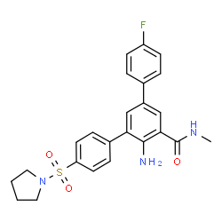ChemSpider 2D Image | 4'-Amino-4-fluoro-N-methyl-4''-(1-pyrrolidinylsulfonyl)-1,1':3',1''-terphenyl-5'-carboxamide | C24H24FN3O3S
