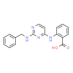 ChemSpider 2D Image | 2-{[2-(Benzylamino)-4-pyrimidinyl]amino}benzoic acid | C18H16N4O2