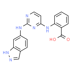 ChemSpider 2D Image | 2-{[2-(1H-Indazol-6-ylamino)-4-pyrimidinyl]amino}benzoic acid | C18H14N6O2