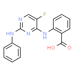 ChemSpider 2D Image | 2-[(2-Anilino-5-fluoro-4-pyrimidinyl)amino]benzoic acid | C17H13FN4O2