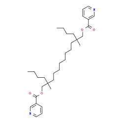 ChemSpider 2D Image | 2-Butyl-2,11-dimethyl-11-{[(3-pyridinylcarbonyl)oxy]methyl}pentadecyl nicotinate | C34H52N2O4