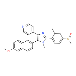 ChemSpider 2D Image | 4-{5-(6-Methoxy-2-naphthyl)-1-methyl-2-[2-methyl-4-(methylsulfinyl)phenyl]-1H-imidazol-4-yl}pyridine | C28H25N3O2S