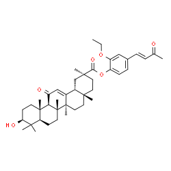 ChemSpider 2D Image | 2-Ethoxy-4-[(1E)-3-oxo-1-buten-1-yl]phenyl (3beta)-3-hydroxy-11-oxoolean-12-en-30-oate | C42H58O6