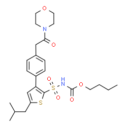 ChemSpider 2D Image | Butyl [(5-isobutyl-3-{4-[2-(4-morpholinyl)-2-oxoethyl]phenyl}-2-thienyl)sulfonyl]carbamate | C25H34N2O6S2