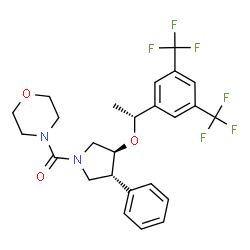 ChemSpider 2D Image | [(3S,4R)-3-{(1R)-1-[3,5-Bis(trifluoromethyl)phenyl]ethoxy}-4-phenyl-1-pyrrolidinyl](4-morpholinyl)methanone | C25H26F6N2O3