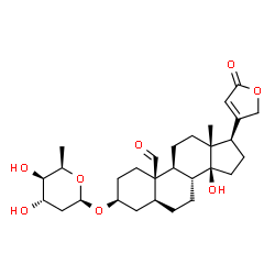 ChemSpider 2D Image | (3beta,5alpha)-3-[(2,6-Dideoxy-beta-D-xylo-hexopyranosyl)oxy]-14-hydroxy-19-oxocard-20(22)-enolide | C29H42O8