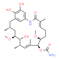 ChemSpider 2D Image | (4E,8S,9S,10E,12S,13R,14S,16R)-13,19,20-Trihydroxy-8,14-dimethoxy-4,10,12,16-tetramethyl-3-oxo-2-azabicyclo[16.3.1]docosa-1(22),4,10,18,20-pentaen-9-yl carbamate | C28H42N2O8