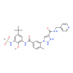 ChemSpider 2D Image | 1-[5-({5-tert-butyl-2-methoxy-3-[(methylsulfonyl)amino]phenyl}carbamoyl)-2-methylphenyl]-N-(pyridin-4-ylmethyl)-2,3-dihydro-1H-1,2,3-triazole-4-carboxamide | C29H35N7O5S