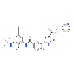 ChemSpider 2D Image | 1-[5-({5-tert-butyl-2-methoxy-3-[(methylsulfonyl)amino]phenyl}carbamoyl)-2-methylphenyl]-N-(pyridin-3-ylmethyl)-2,3-dihydro-1H-1,2,3-triazole-4-carboxamide | C29H35N7O5S