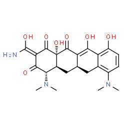 ChemSpider 2D Image | (2Z,4S,4aS,5aR,12aS)-2-[Amino(hydroxy)methylene]-4,7-bis(dimethylamino)-10,11,12a-trihydroxy-4a,5a,6,12a-tetrahydro-1,3,12(2H,4H,5H)-tetracenetrione | C23H27N3O7