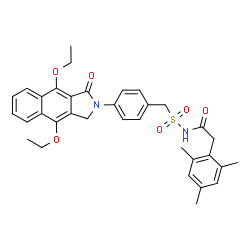 ChemSpider 2D Image | N-{[4-(4,9-Diethoxy-1-oxo-1,3-dihydro-2H-benzo[f]isoindol-2-yl)benzyl]sulfonyl}-2-mesitylacetamide | C34H36N2O6S