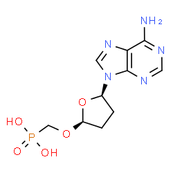 ChemSpider 2D Image | ({[(2R,5R)-5-(6-Amino-9H-purin-9-yl)tetrahydro-2-furanyl]oxy}methyl)phosphonic acid | C10H14N5O5P