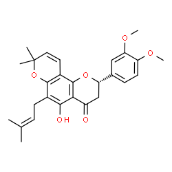 ChemSpider 2D Image | (2S)-6-(gamma,gamma-dimethylallyl)-5-hydroxy-3',4'-dimethoxy-6'',6''-dimethylpyran[2'',3'':7,8]flavanone | C27H30O6