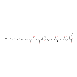 ChemSpider 2D Image | (5S)-5-Methyl-3-[(2R,5R,6R)-2,5,6-trihydroxy-9-{(2R,5S)-5-[(1S,4S,5R)-1,4,5-trihydroxyheptadecyl]tetrahydro-2-furanyl}nonyl]-2(5H)-furanone | C35H64O9