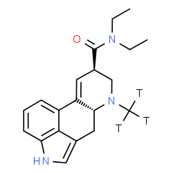 ChemSpider 2D Image | (8beta)-N,N-Diethyl-6-(~3~H_3_)methyl-9,10-didehydroergoline-8-carboxamide | C20H22T3N3O
