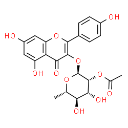 ChemSpider 2D Image | 5,7-Dihydroxy-2-(4-hydroxyphenyl)-4-oxo-4H-chromen-3-yl 2-O-acetyl-6-deoxy-alpha-L-mannopyranoside | C23H22O11