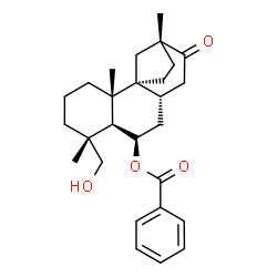 ChemSpider 2D Image | (1S,2S,6R,7R,8R,10S,13R)-6-(Hydroxymethyl)-2,6,13-trimethyl-12-oxotetracyclo[11.2.1.0~1,10~.0~2,7~]hexadec-8-yl benzoate | C27H36O4