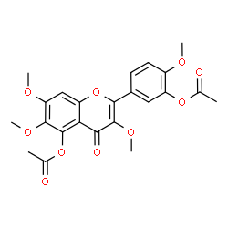 ChemSpider 2D Image | 2-(3-Acetoxy-4-methoxyphenyl)-3,6,7-trimethoxy-4-oxo-4H-chromen-5-yl acetate | C23H22O10