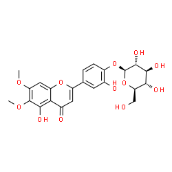 ChemSpider 2D Image | 2-Hydroxy-4-(5-hydroxy-6,7-dimethoxy-4-oxo-4H-chromen-2-yl)phenyl beta-D-glucopyranoside | C23H24O12