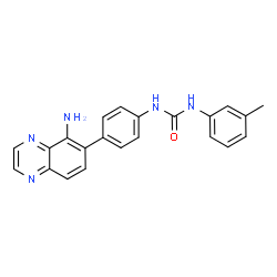 ChemSpider 2D Image | 1-[4-(5-Amino-6-quinoxalinyl)phenyl]-3-(3-methylphenyl)urea | C22H19N5O