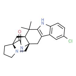 ChemSpider 2D Image | (1S,13S,15S)-6-Chloro-12,12-dimethyl-10,19,21-triazahexacyclo[13.5.2.0~1,13~.0~3,11~.0~4,9~.0~15,19~]docosa-3(11),4,6,8-tetraen-22-one | C21H24ClN3O