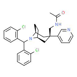 ChemSpider 2D Image | N-{[(1S,5S)-8-[Bis(2-chlorophenyl)methyl]-3-(3-pyridinyl)-8-azabicyclo[3.2.1]oct-3-yl]methyl}acetamide | C28H29Cl2N3O