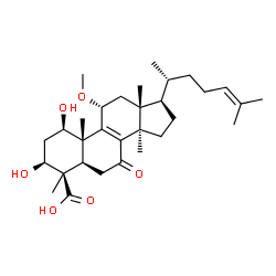 ChemSpider 2D Image | (1beta,3beta,11alpha)-1,3-Dihydroxy-11-methoxy-7-oxolanosta-8,24-dien-29-oic acid | C31H48O6