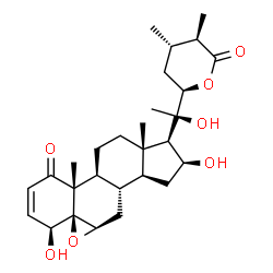 ChemSpider 2D Image | (4beta,5beta,6beta,16beta,22R,25R)-4,16,20-Trihydroxy-5,6:22,26-diepoxyergost-2-ene-1,26-dione | C28H40O7