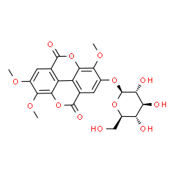 ChemSpider 2D Image | 3,7,8-Trimethoxy-5,10-dioxo-5,10-dihydrochromeno[5,4,3-cde]chromen-2-yl beta-D-glucopyranoside | C23H22O13