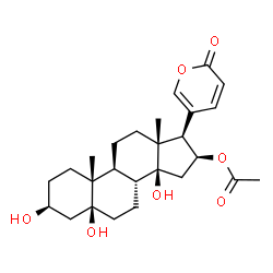 ChemSpider 2D Image | (3beta,5beta,16beta)-16-Acetoxy-3,5,14-trihydroxybufa-20,22-dienolide | C26H36O7