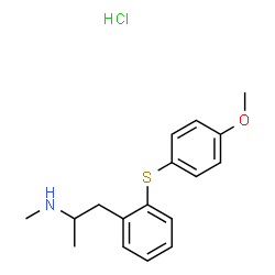ChemSpider 2D Image | 1-{2-[(4-Methoxyphenyl)sulfanyl]phenyl}-N-methyl-2-propanamine hydrochloride (1:1) | C17H22ClNOS
