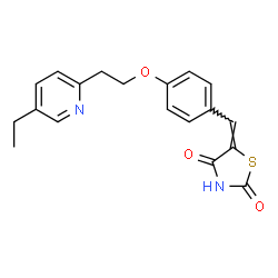 ChemSpider 2D Image | 5-[4-[2-(5-Ethyl-2-pyridinyl)ethoxy]benzylidene]-1,3-thiazolidine-2,4-dione | C19H18N2O3S