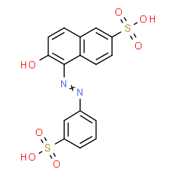 ChemSpider 2D Image | 6-Hydroxy-5-[(3-sulfophenyl)diazenyl]-2-naphthalenesulfonic acid | C16H12N2O7S2