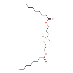 ChemSpider 2D Image | (Dimethylstannanediyl)bis(sulfanediyl-2,1-ethanediyl) dioctanoate | C22H44O4S2Sn