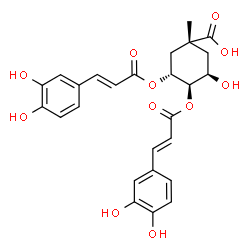 ChemSpider 2D Image | (1R,3R,4R,5R)-3,4-Bis{[(2E)-3-(3,4-dihydroxyphenyl)-2-propenoyl]oxy}-5-hydroxy-1-methylcyclohexanecarboxylic acid | C26H26O11