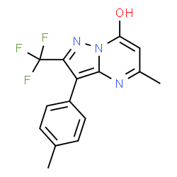 ChemSpider 2D Image | 5-Methyl-3-(4-methylphenyl)-2-(trifluoromethyl)pyrazolo[1,5-a]pyrimidin-7-ol | C15H12F3N3O