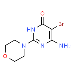 ChemSpider 2D Image | 6-Amino-5-bromo-2-(4-morpholinyl)-4(1H)-pyrimidinone | C8H11BrN4O2