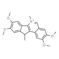 ChemSpider 2D Image | 2,3,8,9-Tetramethoxy-6,11-dimethyl-11H-indeno[1,2-c]isoquinolinium | C22H24NO4