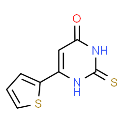 ChemSpider 2D Image | 6-(2-Thienyl)-2-thioxo-2,3-dihydro-4(1H)-pyrimidinone | C8H6N2OS2