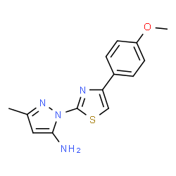 ChemSpider 2D Image | 1-[4-(4-Methoxyphenyl)-1,3-thiazol-2-yl]-3-methyl-1H-pyrazol-5-amine | C14H14N4OS