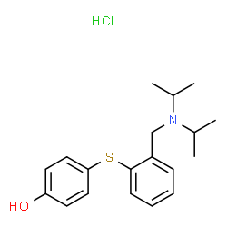 ChemSpider 2D Image | 4-({2-[(Diisopropylamino)methyl]phenyl}sulfanyl)phenol hydrochloride (1:1) | C19H26ClNOS