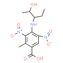 ChemSpider 2D Image | 4-[(2-Hydroxypentan-3-yl)amino]-2-methyl-3,5-dinitrobenzoic acid | C13H17N3O7