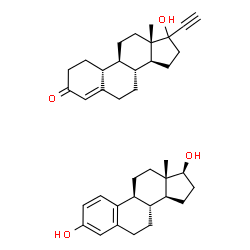 ChemSpider 2D Image | (17xi)-17-Hydroxy-19-norpregn-4-en-20-yn-3-one - (17beta)-estra-1,3,5(10)-triene-3,17-diol (1:1) | C38H50O4