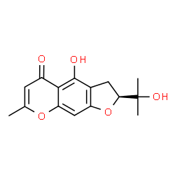 ChemSpider 2D Image | (2S)-4-Hydroxy-2-(2-hydroxy-2-propanyl)-7-methyl-2,3-dihydro-5H-furo[3,2-g]chromen-5-one | C15H16O5