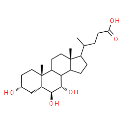 ChemSpider 2D Image | (3alpha,5beta,6beta,7alpha,8xi,9xi,14xi,17xi,20xi)-3,6,7-Trihydroxycholan-24-oic acid | C24H40O5