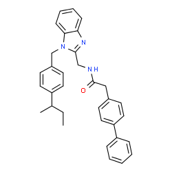 ChemSpider 2D Image | 2-(4-Biphenylyl)-N-{[1-(4-sec-butylbenzyl)-1H-benzimidazol-2-yl]methyl}acetamide | C33H33N3O