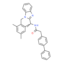 ChemSpider 2D Image | 2-(4-Biphenylyl)-N-{1-[1-(mesitylmethyl)-1H-benzimidazol-2-yl]ethyl}acetamide | C33H33N3O